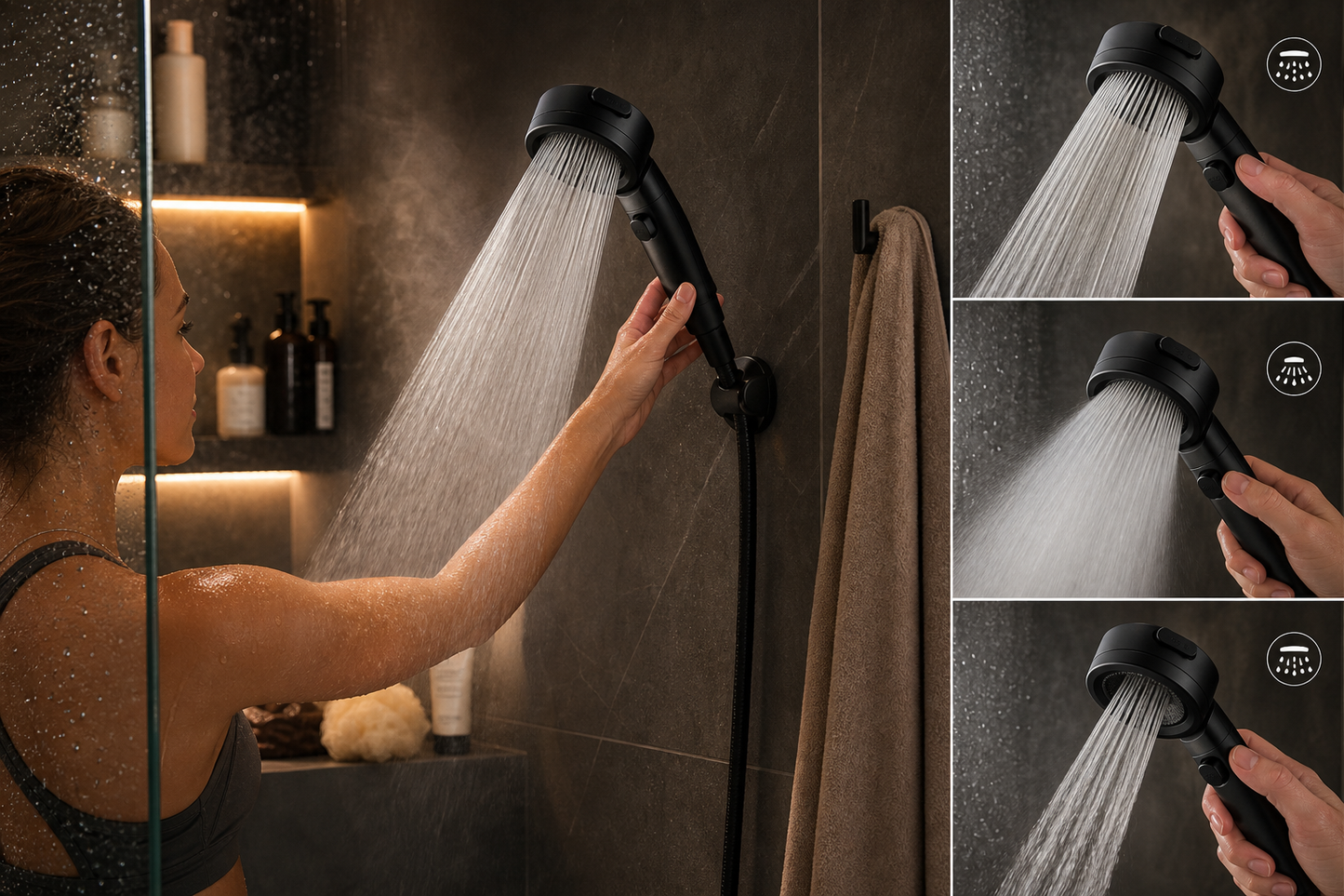 3-Mode High Pressure Shower